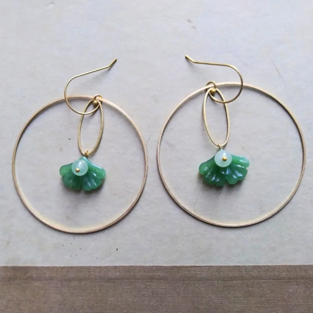 XXL 'Gingko' Dangle Hoops - Picture 1 of 3